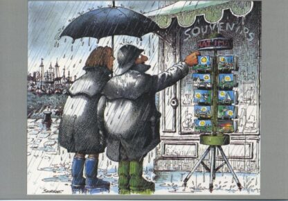 Serre, Carte postale, Touristes sous la pluie