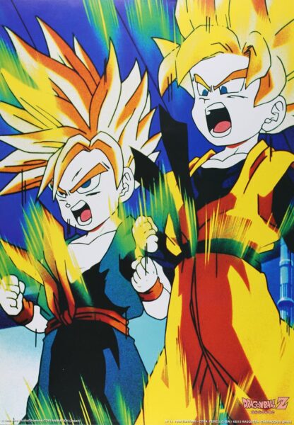 Dragon Ball Z Affiche offset vintage 1000 Editions (1989) : Trunks et Gohan Super Saiyans