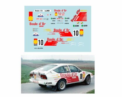 Décalcomanie pour miniature 1/43 Alfa GTV - Rallye de Wallonie 1985 - G. GOUDEZEUNE- S. MESSINE
