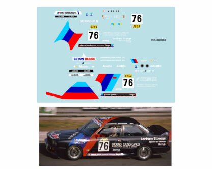 Décalcomanie pour miniature 1/43 BMW M3 - 24 heures de SPA 1988 - W. MALJEAN - V. BERTINCHAMPS -P.JAMIN