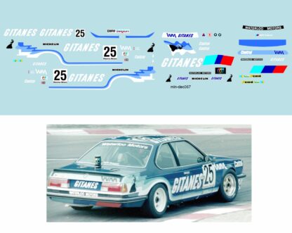 Décalcomanie pour miniature 1/43 BMW 635 - 24 heures de SPA 1983 - A. PELIER - A. CUDINI -D. SNOBECK