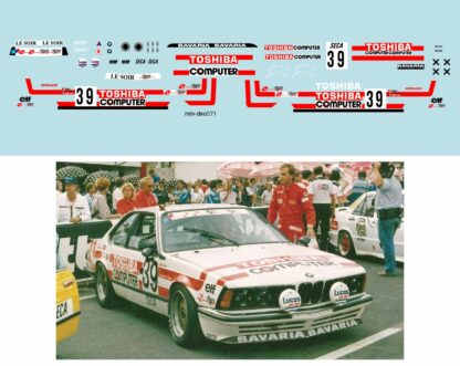Décalcomanie pour miniature 1/43 BMW 635 - 24 heures de SPA 1986 - G. RAHIER - D. DE RADIGUES-C. BALLOT LENA