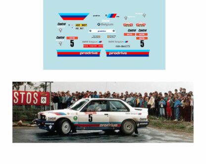 Décalcomanie pour miniature 1/43 BMW M3 - Ypres Rally 1987 - M. DUEZ - G.BIAR