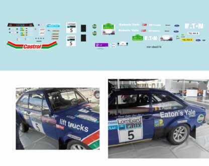 Décalcomanie pour miniature 1/43 FORD ESCORT MKII - Boucles de Bastogne 2016 - M. MARTIN -S. PREVOT