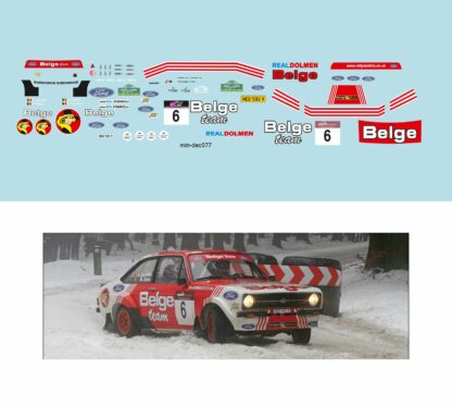 Décalcomanie pour miniature 1/43 FORD ESCORT MKII - Boucles de Spa 2013 - M. DUEZ - F. CORNELIS
