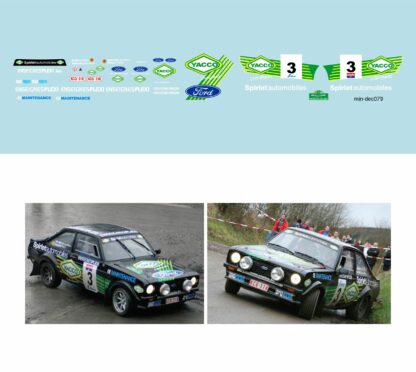 Décalcomanie pour miniature 1/43 FORD ESCORT MKII - Boucles de Spa 2007 - P. SNIJERS -JP DELMELLE