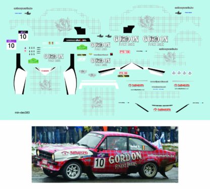 Décalcomanie pour miniature 1/43 FORD ESCORT MKII - Boucles de Spa 2013 - F. DUVAL-A. BOURDEAUD'HUI