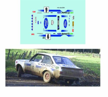 Décalcomanie pour miniature 1/43 FORD ESCORT MKII LIMBURGIA - Rally 1982 - R. DROOGMANS-R. JOOSTEN