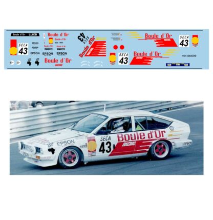 Décalcomanie pour miniature 1/43 ALFA GTV 43 - Rallye de Spa 1985