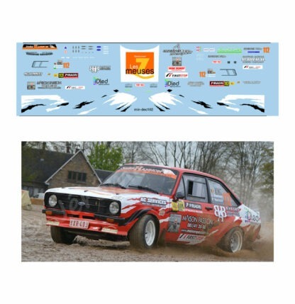 Décalcomanie pour miniature 1/43 FORD ESCORT MKII - Rallye de Wallonie 2016