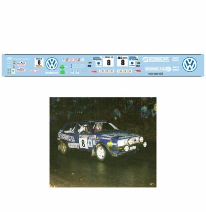 Décalcomanie pour miniature 1/43 VW GOLF 2 GTI - Boucles de Spa 1989