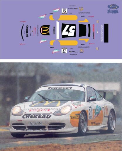 PORSCHE, 996 GT3 CUP - Championnat FFSA GT 2001, Décalcomanie pour miniature, 1/43