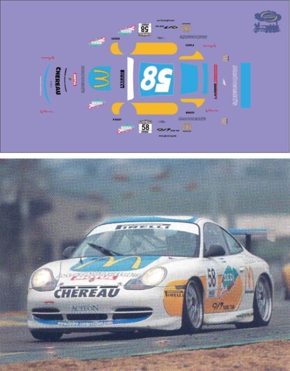 PORSCHE, 996 GT3 CUP - Championnat FFSA GT 2001, Décalcomanie pour miniature, 1/43