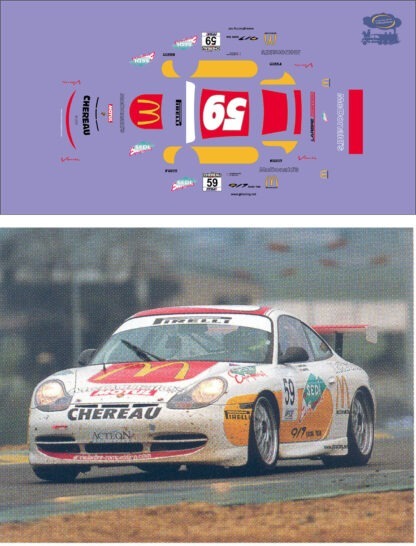 PORSCHE, 996 GT3 CUP - Championnat FFSA GT 2001, Décalcomanie pour miniature, 1/43