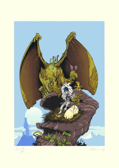 Crisse, L'épée de cristal, Sérigraphie, Le dragon et les bébés dragons