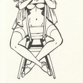 Walthéry : Ex-libris offset signé : Pin-up assise