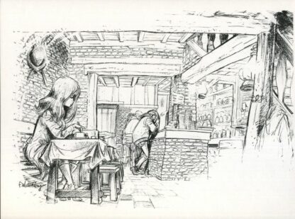 Walthery, Ex-libris offset, Jeune femme dans le bar