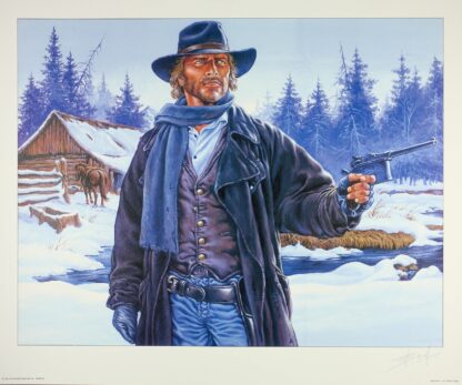 Durango : Swolfs : Affiche offset signée : Pistolet à la main dans la neige