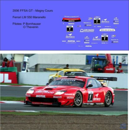 FERRARI 550 MARANELLO - Championnat FFSA GT 2006, Décalcomanie pour miniature 1/43