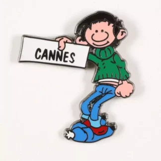 Pin’s Gaston Lagaffe fait du stop pour Cannes édition Corner Franquin