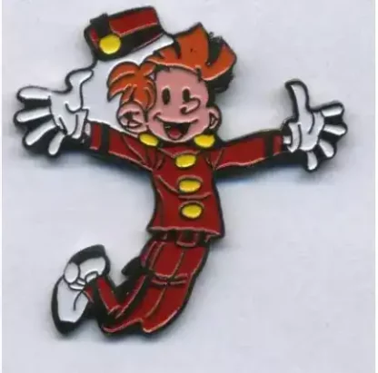 Pin's Spirou Sautant bras grands ouverts