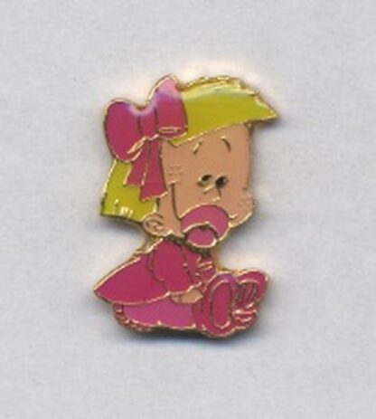 Bd de BB Pin's Fille en robe et noeud rose