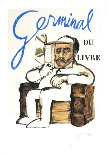 Etaix, Affiche offset signée, Germinal du Livre