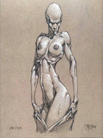 Caza : Ex-libris offset signé : Femme se déshabillant