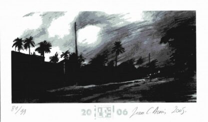 Jean-Claude Denis, Belem, Ex-libris offset signé, Paysage de nuit