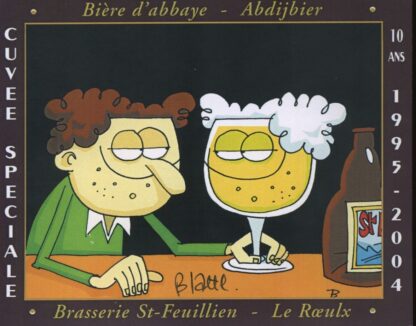 Blatte, Festival Bd du Roeulx, Etiquette de bière signée, Brasserie St-Feuillien