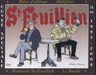 Maury, Festival Bd du Roeulx, Etiquette de bière signée, Brasserie St-Feuillien