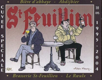 Maury, Festival Bd du Roeulx, Etiquette de bière signée, Brasserie St-Feuillien