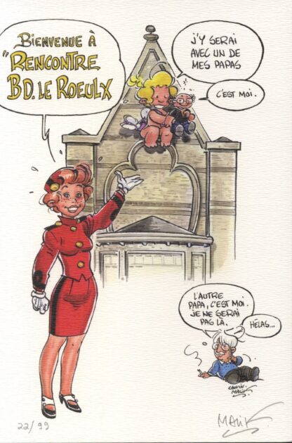 Malik, Cupidon, Ex-libris offset signé,  Hommage à Spirou