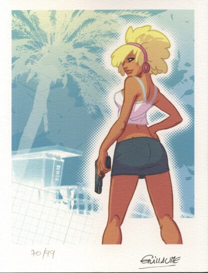 Guillaume Poux, Lenny Valentino, Ex-libris signé, Blonde au pistolet