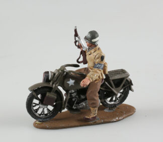 2nd World War, Figurine en métal, Soldat de l' US Army, Figurine en métal, Military Police sur sa Harley (Abimée à réparer)