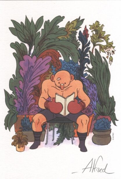 Alfred, Ex-libris offset signé, Boxeur