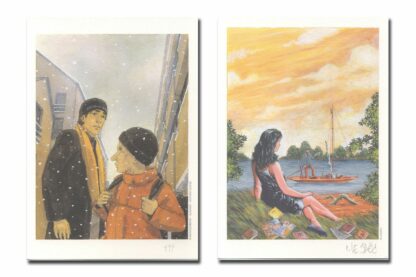 Le Saec, Montgermont, Ex-libris offset signé, Quelques Jours Ensemble - Fille au bord de l'eau