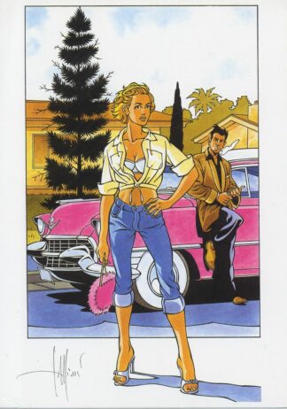 Tequila Desperados : Pink Cadillac Ex-libris offset signé par Cassini