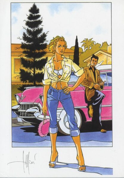 Tequila Desperados : Pink Cadillac Ex-libris offset signé par Cassini