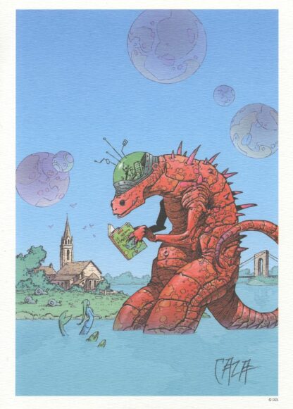 Le 49ème Martien : Ex-libris offset signé par Caza