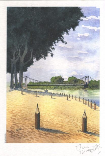 Davodeau, Le Constat, Ex-libris offset signé, Le pont et les crayons
