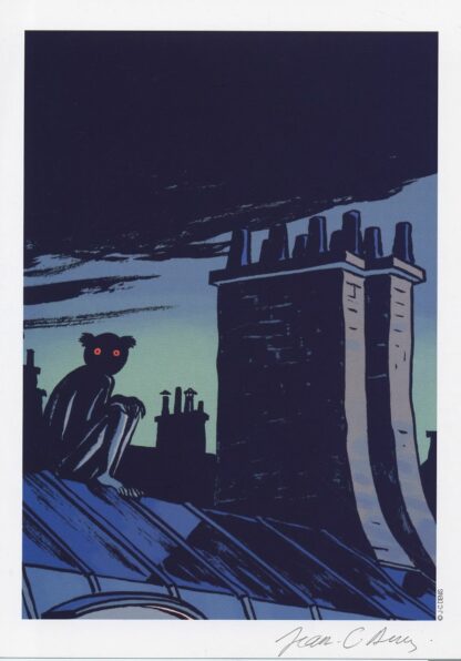 Denis, Le Pelican, Ex-libris offset signé, La nuit