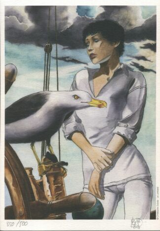 Dubois, Le cycle d'Ostruce, Ex-libris offset signé, Femme et mouette