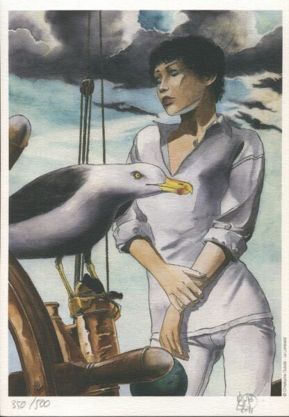Dubois, Le cycle d'Ostruce, Ex-libris offset signé, Femme et mouette
