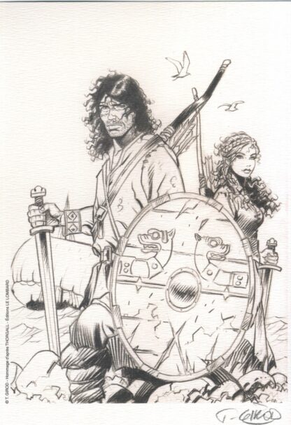 Girod, Ex-libris offset signé, Hommage à Thorgal