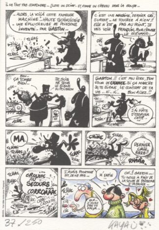 Kaya, Ex-libris offset signé, Hommage à Franquin et Gaston