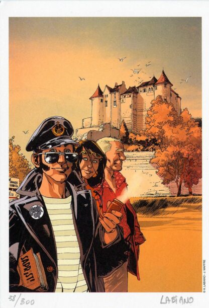 Labiano, Black Op, Ex-libris offset signé, Personnages et Château