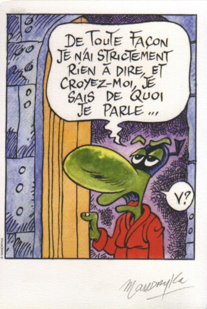 Mandryka, Le concombre masqué, Ex-libris offset signé, Je n'ai rien à dire