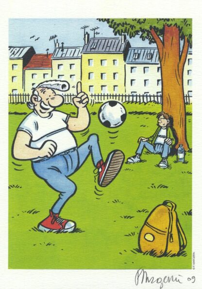 Lucien, Margerin, Ex-libris offset signé, Papy foot