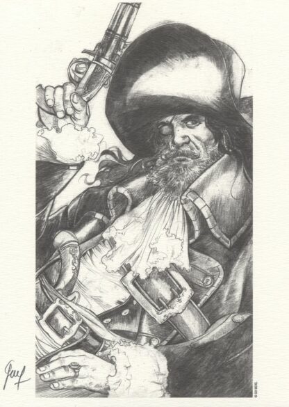 Michel, Le sang du dragon, Ex-libris offset signé, Pirate (noir et blanc)